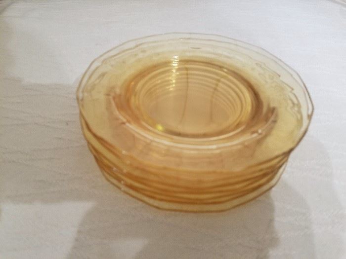 Fostoria Fairfax yellow topaz bread or dessert plates