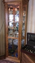  Oak Curio Cabinet and all in it-lighted