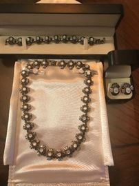 Sterling & Marcasite necklace, bracelet and earring set 