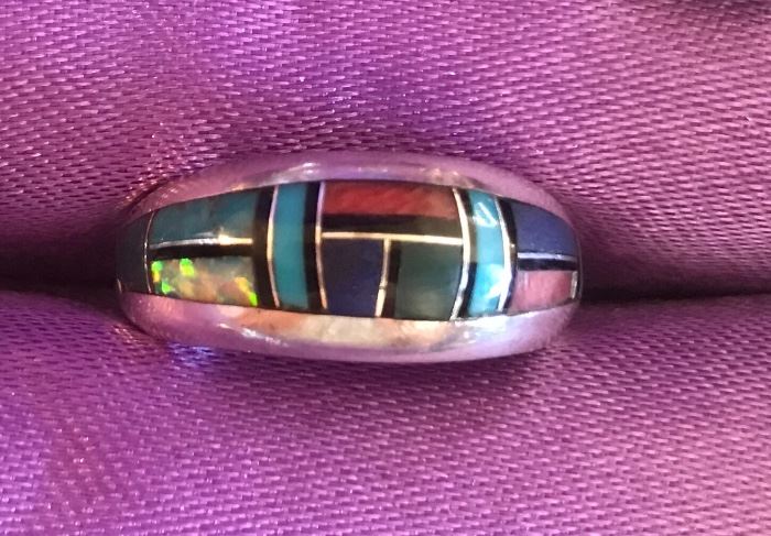 Signed Sanchez sterling & turquoise ring