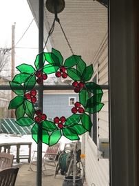 Stain glass Christmas wreath