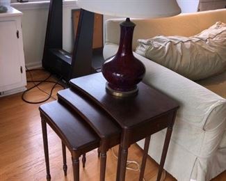 Stacking tables and lamp