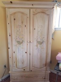 Painted Pine Armoire or TV Cabinet 