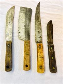 4 old Butcher Knives lot