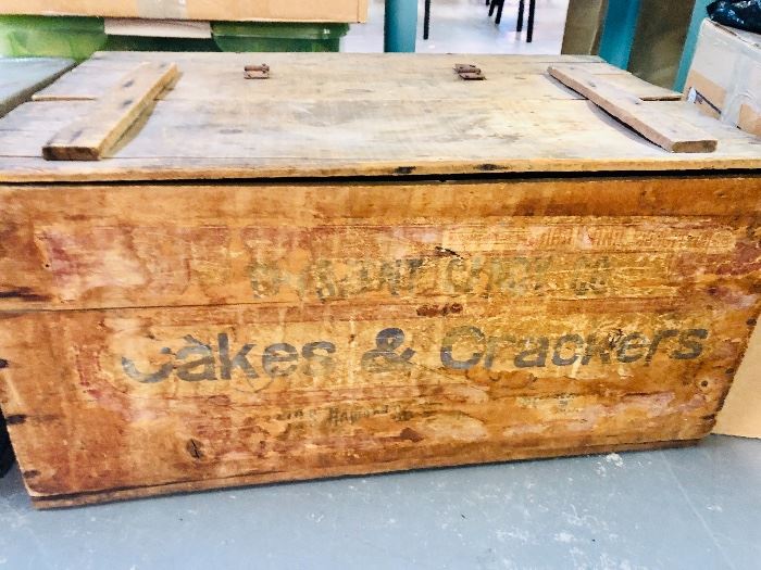 Antique Cakes and Crackers Wooden Crate 
