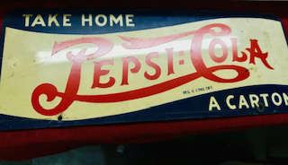 Antique Pepsi Sign Porcelain Double sided with 2 dots 