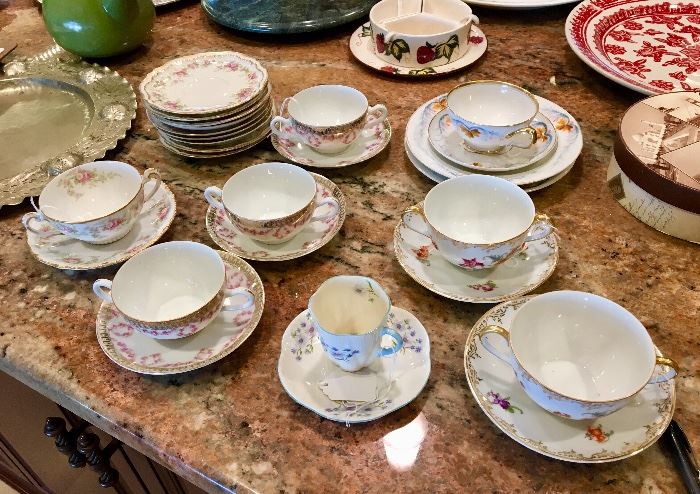 Porcelain Cups and Saucers: Germany, Shelly....