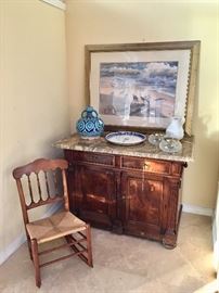 Marble Top Buffet  - Pottery - Porcelain - Rocking Chair...