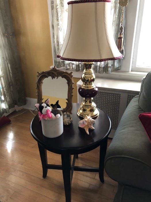 Side Table, Lamp, Mirror
