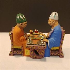 Mexican Folk Art Figures Playing Backgammon