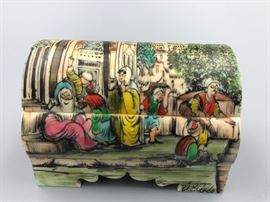 Middle Eastern Camel Bone Trinket Box, Sgd.