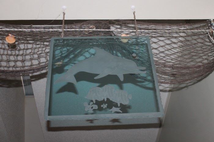 Dolphin Etched Glass
