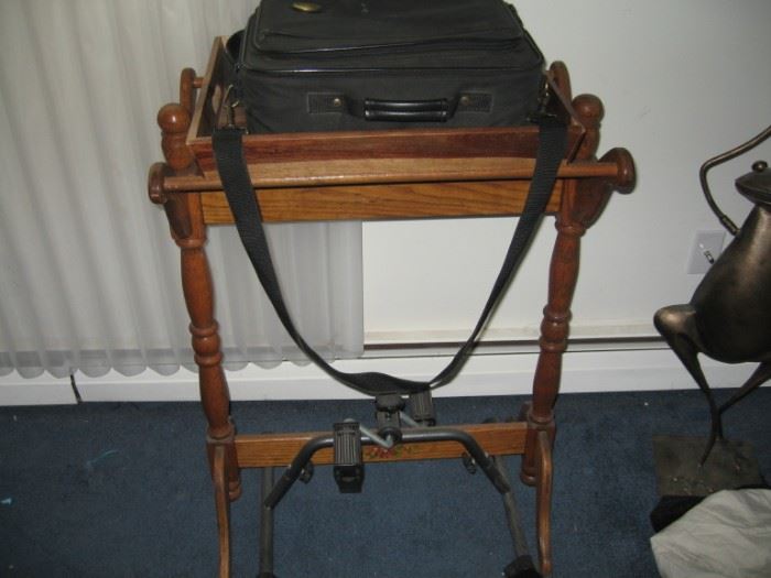 Oak Quilt Holder, Wooden Serving Tray, Computer Bag.