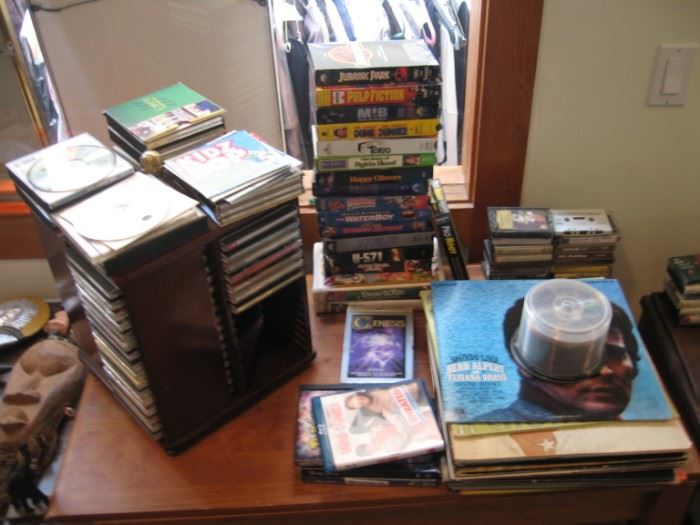 CD's, VHS's, Cassettes, Vinyl Records LPS.