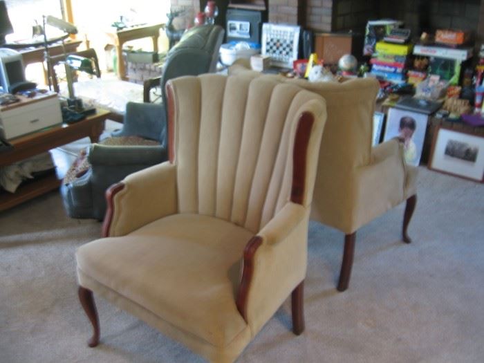 Two wing back chairs in great condition.