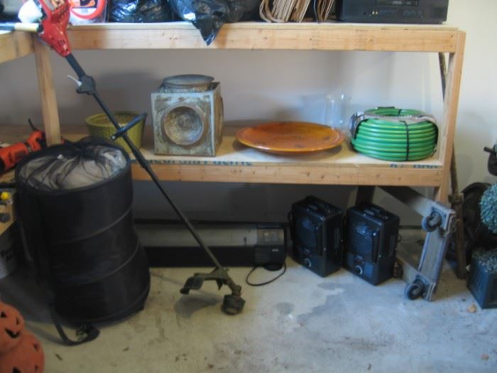 Gas Powered Weedwhip, Space Heaters, Brand New 5/8" hose, pottery.