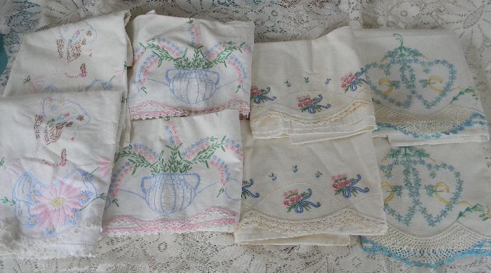 8  Embroidered pillowcases  