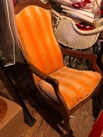 cool orange upholstered rocking chair