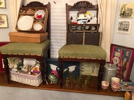 Vintage ceramics, glasses, spice and flour bins