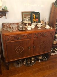 antique hutch sideboard and silver