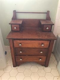 antique 1800s wood slat-front dresser