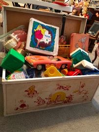 old toy chest filled with toys!