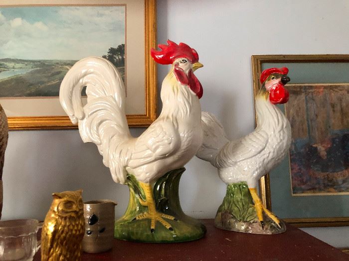 Ceramic chicken and rooster!