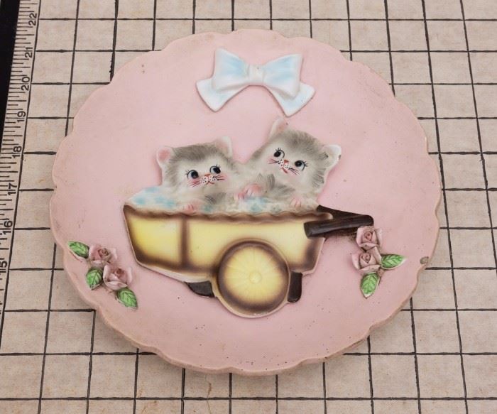 1950s Bisque Kitten Nursery Wall Plate