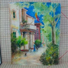 Streetscape Watercolor Painting