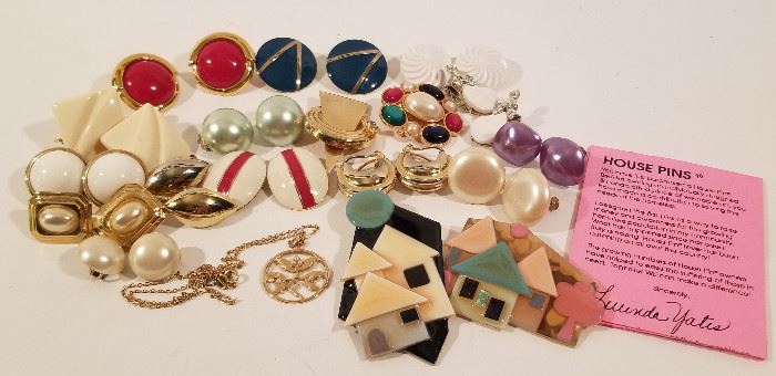 Vintage Clip Earrings and Pins- some signed https://ctbids.com/#!/description/share/89489