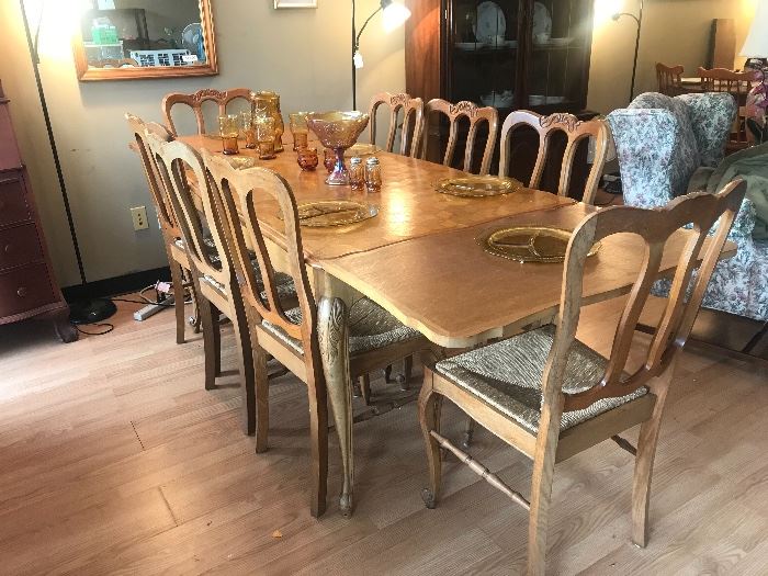 Unique One of a Kind Oak Table and 8 Chairs