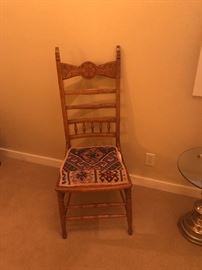 Antique chair with Turkish kilim set
