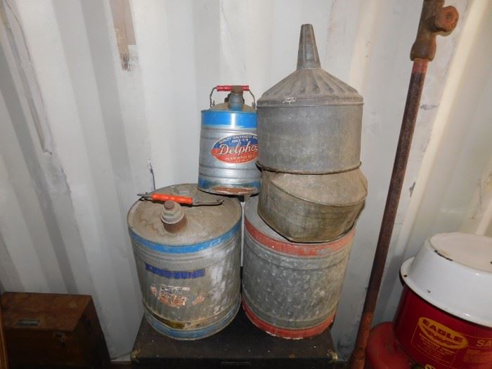 Galvanized Cans and Funnels