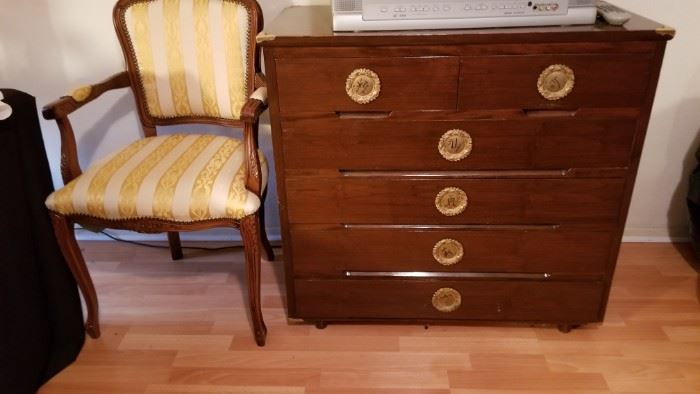 chest of drawers - and upholstered chair