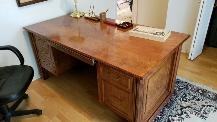 custom desk - this is a metal desk with a wood finish