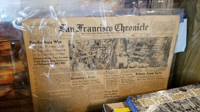 preserved copy of the San Francisco Chronicle dated 1945
