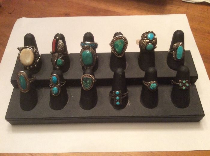 Sterling and turquoise rings. 