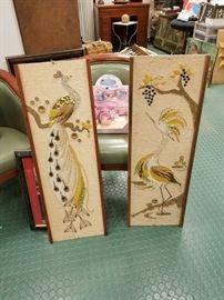 (2) Vintage 1950's bird pictures