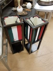 (2)Custom painted Italian flag table lamps
