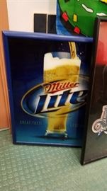 Assorted Miller Lite man cave collectibles