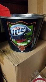 Assorted Miller Lite man cave collectibles (Chicago Bears)
