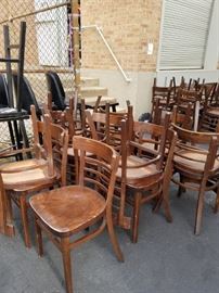 Restaurant grade solid wood ladder back dining room side chairs (43 available)