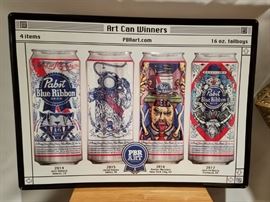 Pabst Blue Ribbon Art Can winners tin sign