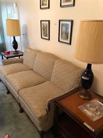 Pair of lamps, pair of matching end tables, sofa