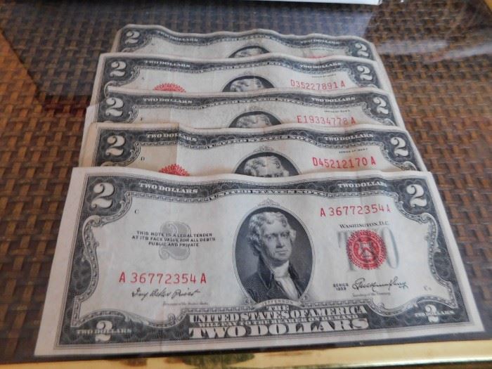 Red Seal Two Dollar Bills