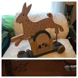 Fuller Signed Wooden Pull Toy 