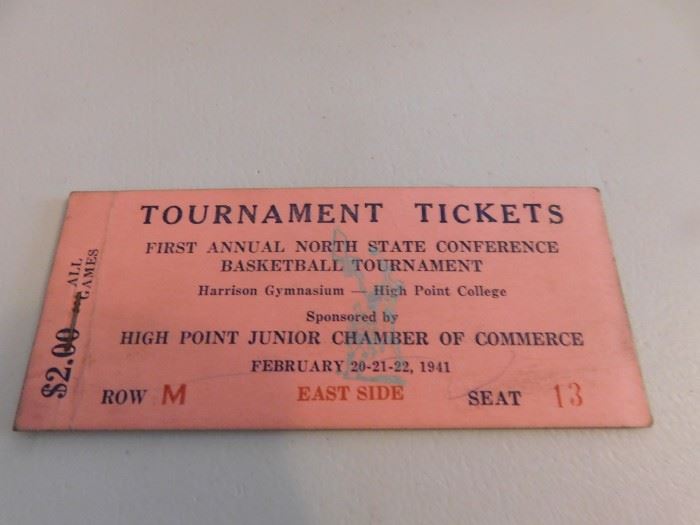 1941 North State Conference Ticket Book(High Point College)