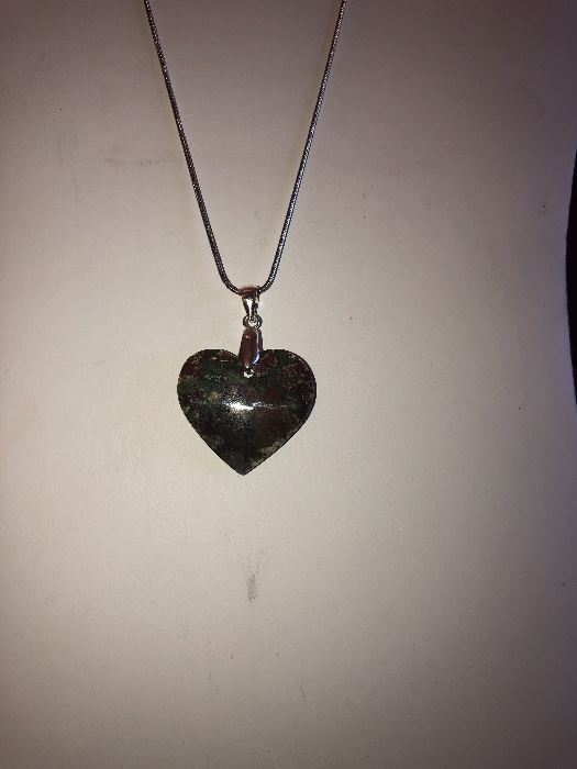 Beautiful Moss Agate Heart Necklaces Just in time for that special some on Valentines Day!