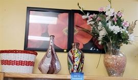 Murano Glass Vases and Vintage Bike Basket