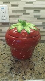 Vintage strawberry cookie jar